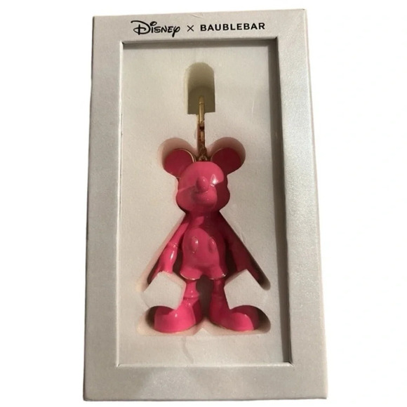 DISNEY X BAUBLEBAR Barbie Bubblegum Pink Mickey Mouse Keychain Bag Charm NEW NWT - Picture 3 of 16
